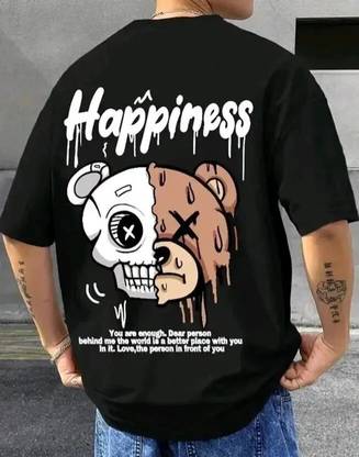 FUNKY TEES Graphic Print Men Round Neck Black T-Shirt
