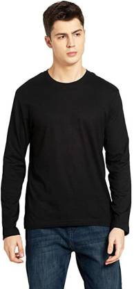 Solid Men Black T-Shirt