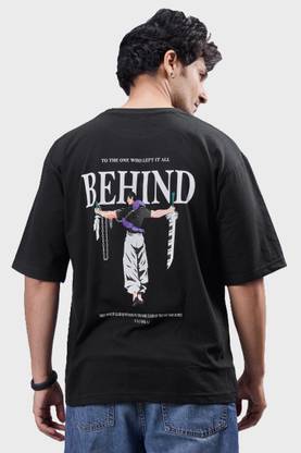 Threadzone Printed Men Round Neck Black T-Shirt