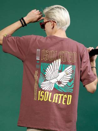 RIGO Printed, Typography Men Round Neck Purple T-Shirt
