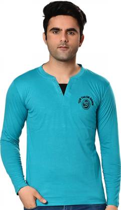 Solid Men Blue T-Shirt