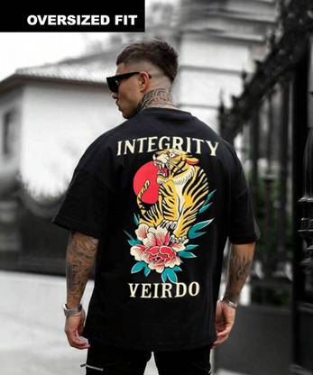 Veirdo Printed Men Round Neck Black T-Shirt