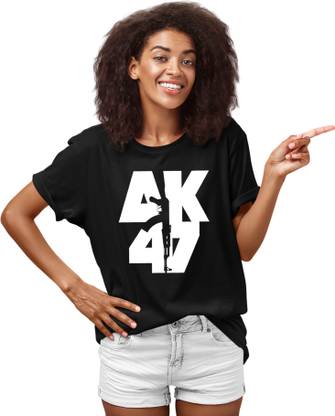 Printed Women Black T-Shirt