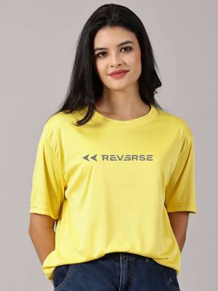 RodZen Printed Women Round Neck Yellow T-Shirt