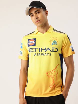 playR Printed Men V Neck Yellow T-Shirt