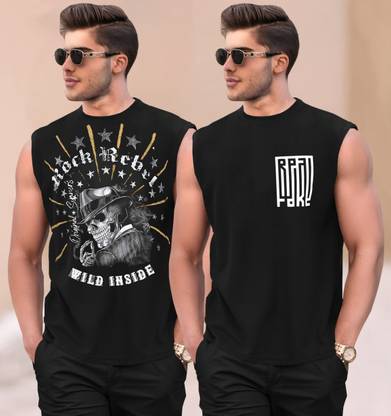 TRIPR Printed Men Round Neck Black T-Shirt