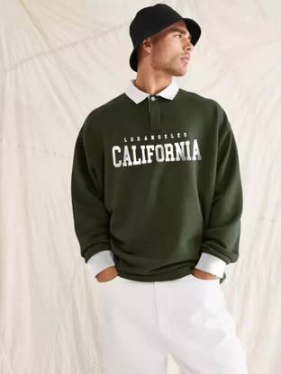 Jump Cuts Printed Men Polo Neck Green T-Shirt