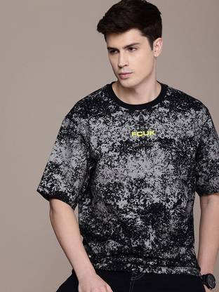 FCUK Printed Men Round Neck Black T-Shirt