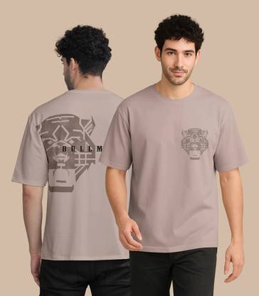 Bullmer Graphic Print Men Round Neck Reversible Purple T-Shirt