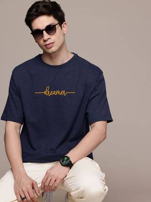Moda Rapido Graphic Print Men Round Neck Navy Blue T-Shirt