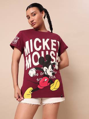 BEWAKOOF Graphic Print Women Round Neck Maroon T-Shirt