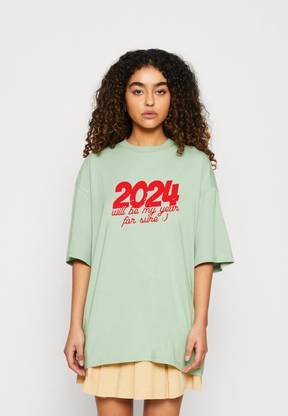 KOTTY Printed Women Round Neck Green T-Shirt