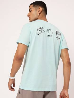 glitchez Printed Men Round Neck Blue T-Shirt