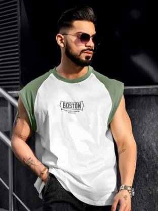 MANIAC Printed, Colorblock Men Round Neck Green T-Shirt