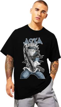 Peach Blossom Printed Men Round Neck Black T-Shirt