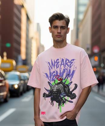 BEWAKOOF Graphic Print Men Round Neck Pink T-Shirt