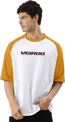 Veirdo Printed, Typography Men Round Neck White, Yellow T-Shirt