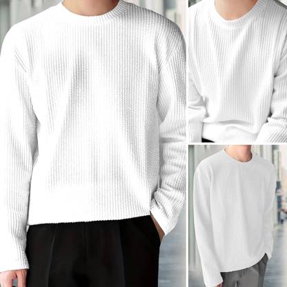 METRONAUT Solid Men Round Neck White T-Shirt