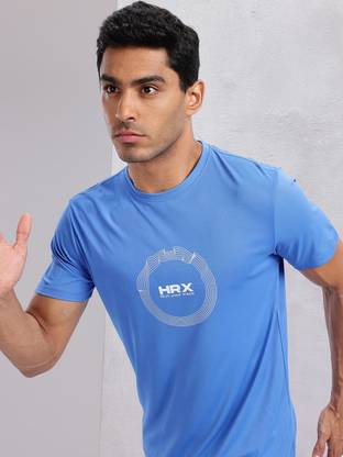 HRX by Hrithik Roshan Typography Men Round Neck Blue T-Shirt