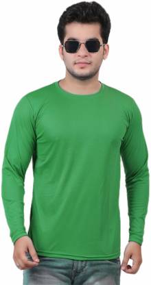 Solid Men Green T-Shirt