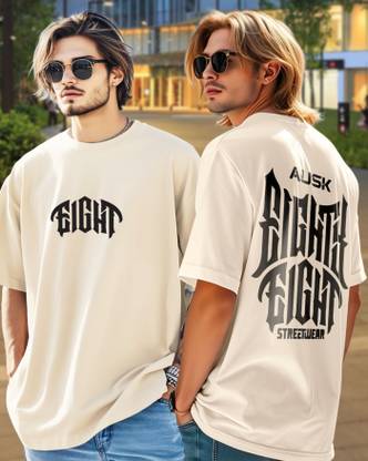AUSK Typography Men Round Neck Beige T-Shirt