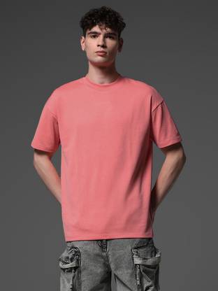 PockMAN Solid Men Round Neck Red T-Shirt