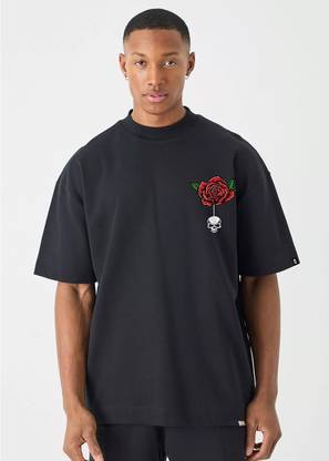 Pronk Printed, Typography Men Round Neck Black T-Shirt