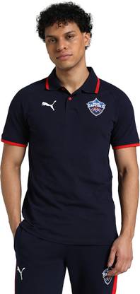 PUMA Solid Men Polo Neck Blue T-Shirt