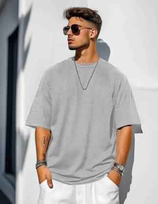Garmix Solid Men Round Neck Grey T-Shirt