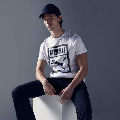 PUMA Printed Men Crew Neck White T-Shirt