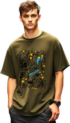 AUSK Printed Men Round Neck Green T-Shirt