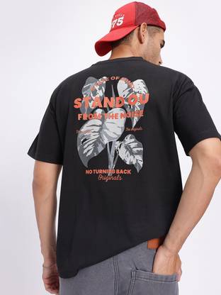 glitchez Printed Men Round Neck Black T-Shirt
