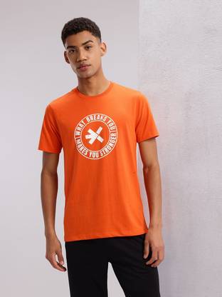 HRX by Hrithik Roshan Printed Men Round Neck Orange T-Shirt