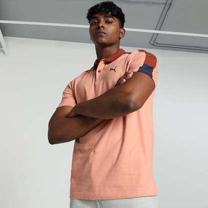 PUMA Solid Men Polo Neck Pink T-Shirt