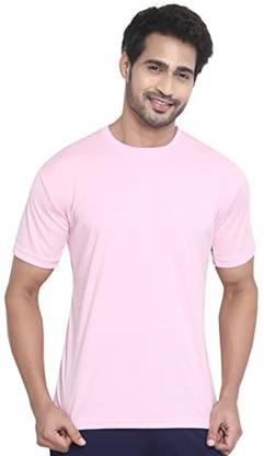 Solid Men Pink T-Shirt