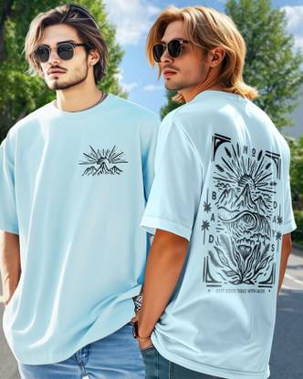 AUSK Printed Men Round Neck Light Blue T-Shirt