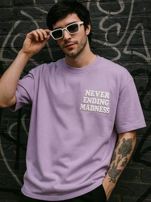 HEATHEX Printed Men Round Neck Purple T-Shirt