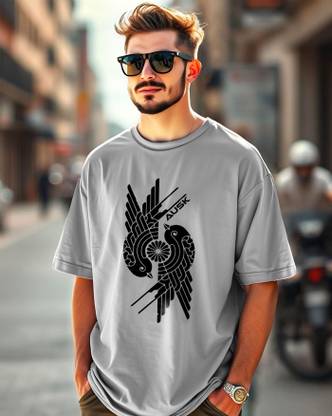 AUSK Printed Men Round Neck Grey T-Shirt
