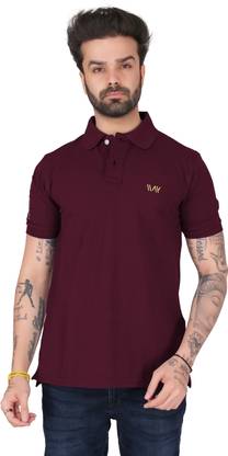 LAKSHY FASHION Solid, Printed, Washed Men Maroon T-Shirt