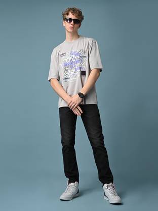 KILLER Printed Men Round Neck Grey T-Shirt
