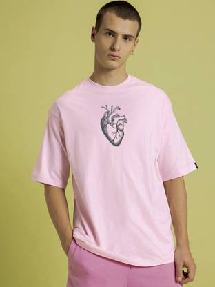 BEWAKOOF Graphic Print Men Round Neck Pink T-Shirt