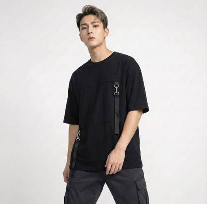 MAD MAK Solid Men Round Neck Black T-Shirt