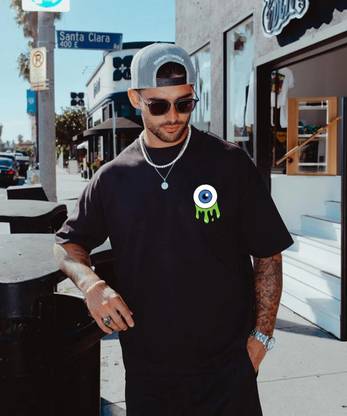 Veirdo Typography Men Round Neck Black T-Shirt