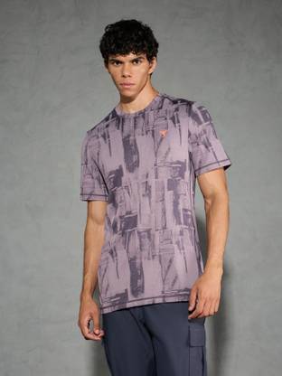 TECHNOSPORT Self Design Men Round Neck Reversible Purple T-Shirt