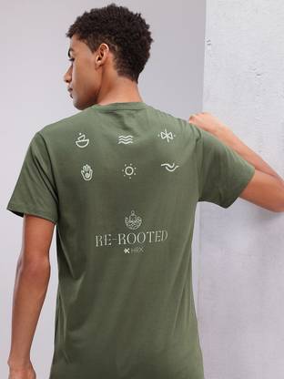 HRX by Hrithik Roshan Printed Men Round Neck Green T-Shirt