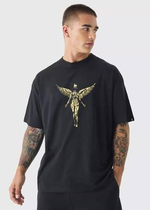 Pronk Printed Men Crew Neck Black T-Shirt