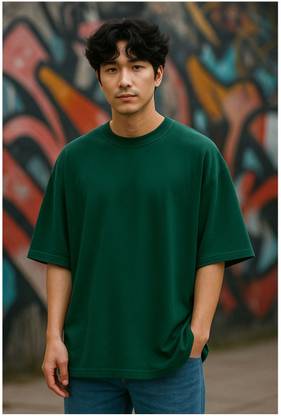 LazyGreg Solid Men Round Neck Green T-Shirt