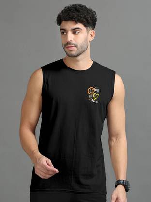 Triptee Printed Men Round Neck Black T-Shirt
