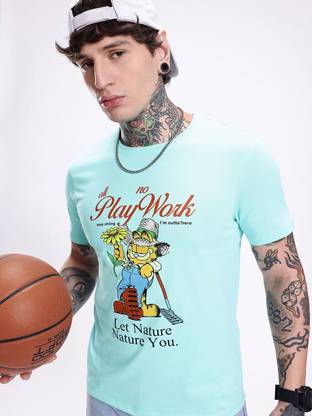 Kook N Keech Printed Men Round Neck Blue T-Shirt