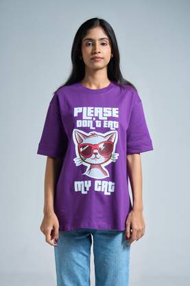 VEYRE Graphic Print Women Round Neck Purple T-Shirt